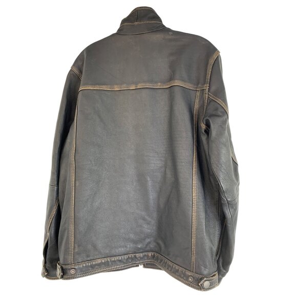 Tommy Bahama Mens Black Leather Jacket Small S Full Zip EUC RFF10661 - Picture 9 of 12
